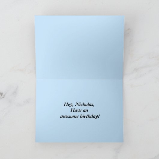 ニコラスハッピーバースデーサーファーと虹 カード (内部)