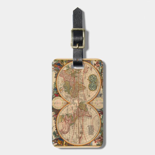 ニコラスヴィシュエの旧世界の地図 ラゲッジタグ (正面縦)