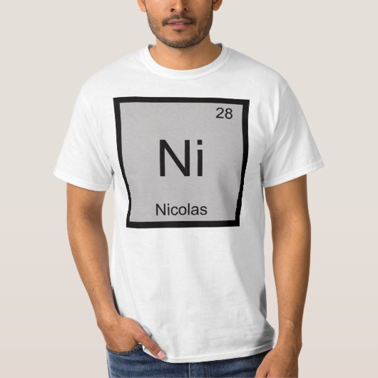 ニコラス名化学元素周期表 Tシャツ (正面)
