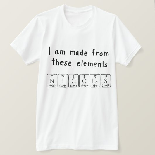 ニコラス期表名のシャツ Tシャツ (デザイン正面)