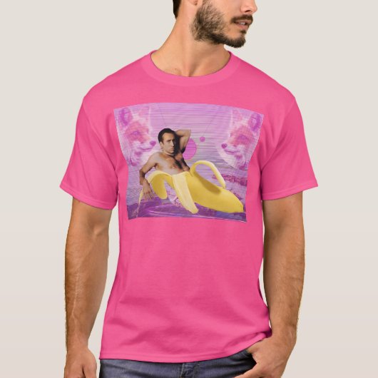 ニコラス・ケイジ バナナ ヴェイパーウェーブ Tシャツ (正面)