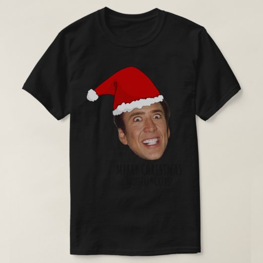 ニコラス・ケージ・メリークリスマス・マザーファッカー Tシャツ (デザイン正面)