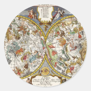 ニコラス・ド・フェルによるヴィンテージの星図 ラウンドシール