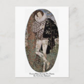 ニコラス・ヒリアードのバラの中の若者 ポストカード (正面)