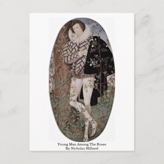 ニコラス・ヒリアードのバラの中の若者 ポストカード (正面)