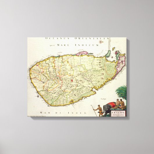 ニコラス・ヴィシュエによるセイロンの地図 キャンバスプリント (正面)
