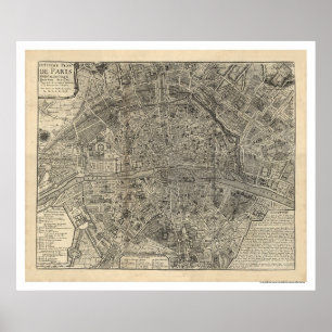 ニコラスde Fer 1700年著パリ市の地図 ポスター