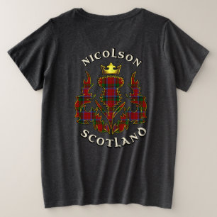 ニコラソンクランバッジ&タータンチェックw/モットウィメンズ プラスサイズTシャツ