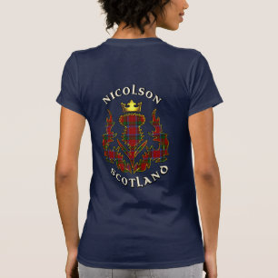 ニコラソンクランバッジ&タータンチェックw/モットウィメンズ tシャツ