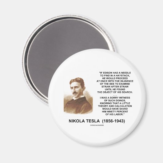 ニコラテスラエジソンニードルハイスタック理論引用文 マグネット (正面/裏面)