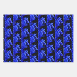 ニコラテスラデジタルアートブルーの濃淡 ラッピングペーパーシート