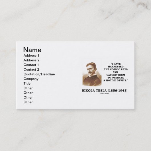 ニコラ・テスラはI宇宙線を利用しました 名刺 (正面)