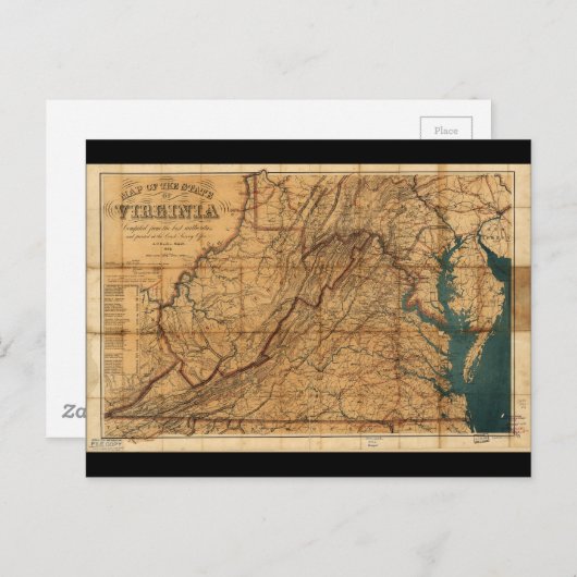 ニコルソンによるバージニア州の地図（1862年） ポストカード (正面/裏面)
