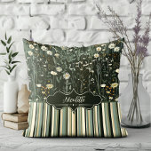 ニコレットダークデイジーフローラ ストライプの クッション