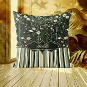 ニコレットダークデイジーフローラ ストライプの クッション