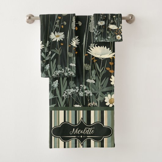 ニコレットダークデイジーフローラ ストライプの バスタオルセット (インサイチュ)
