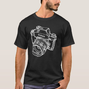 ニコンFクラシックフィルムカメライラストレーションホワイト Tシャツ
