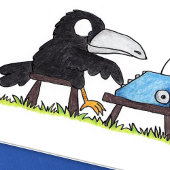 ニコールジャネスによるタイプライターCROWグリーティングカード カード