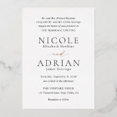 ニコールホワイトエレガントな結婚式 箔招待状 (正面)