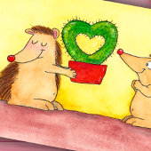 ニコール・ジェインズのハートのサボテンとかいわれハリネズミ カード