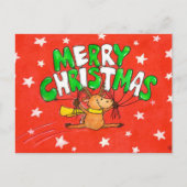 ニコール・ジャネスによるメリークリスマスのトナカイのはがき ポストカード (正面)