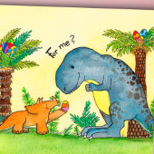 ニコール・ジャネスによる恐竜のイースターのグリーティングカード カード