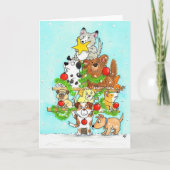 ニコール・ジャネスによる犬クリスマスツリーのグリーティングカード カード (正面)