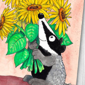 ニコールJanes著作のヒマワリのアナグマの郵便はがき シーズンポストカード