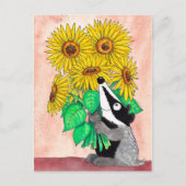 ニコールJanes著作のヒマワリのアナグマの郵便はがき シーズンポストカード (正面)