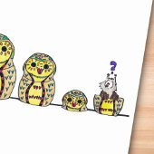 ニコールJanes著作のMATRYOSHKAのフクロウの郵便はがき ポストカード