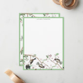 ニシキドリ 鳥 実と松ぼっくり 水彩画 ノートカード (正面/裏面インサイチュ)