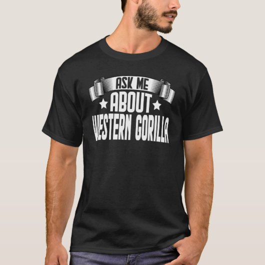 ニシゴリラについて聞いてね   ゴリラ Tシャツ (正面)