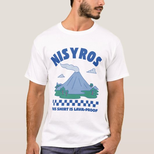 ニシロス島: このTシャツは溶岩から身を守ります Tシャツ (正面)
