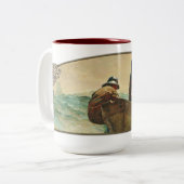 ニシンの網-陶磁器15oz。 マグ (正面左)