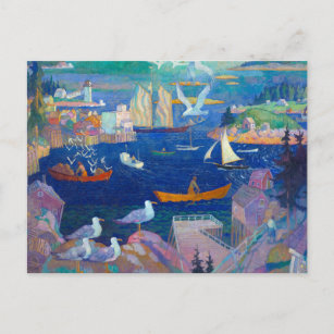 ニシン・グート港、1925年N. C. Wyeth著 ポストカード