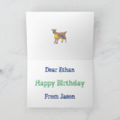 ニジおもしろいヤギカラフルアニマルアート名イーサン カード (内部)