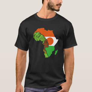 ニジェールニゲリエン国旗アフリカの地図エスニック伝統ブラ Tシャツ