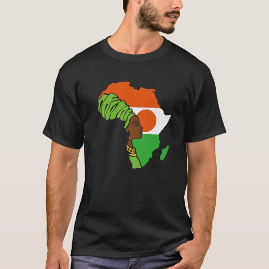 ニジェールニゲリエン国旗アフリカの地図エスニック伝統ブラ Tシャツ (正面)