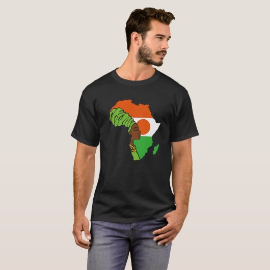ニジェールニゲリエン国旗アフリカの地図エスニック伝統ブラ Tシャツ (正面フル)