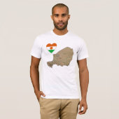 ニジェール国旗のハートと地図Tシャツ Tシャツ (正面フル)