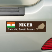 ニジェール国旗+地図ステッカー バンパーステッカー (車上)