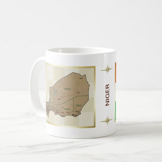 ニジェール国旗+地図マグ コーヒーマグカップ (正面左)