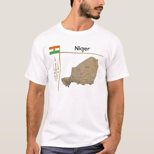 ニジェール地図+国旗+タイトルTシャツ Tシャツ (正面)