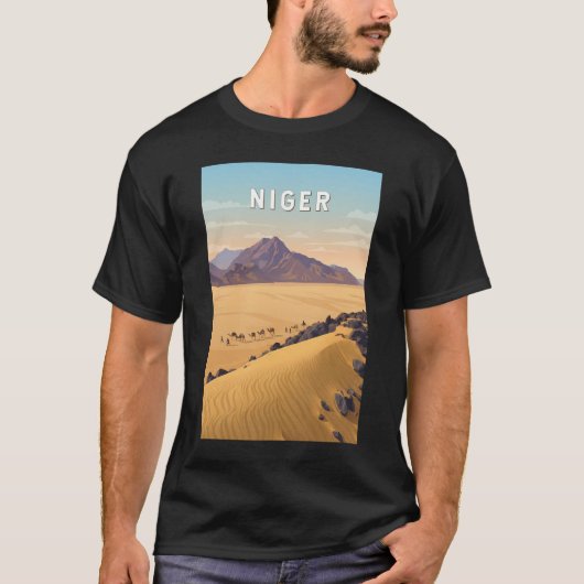 ニジェール イラスト 旅行 アート ヴィンテージ Tシャツ (正面)