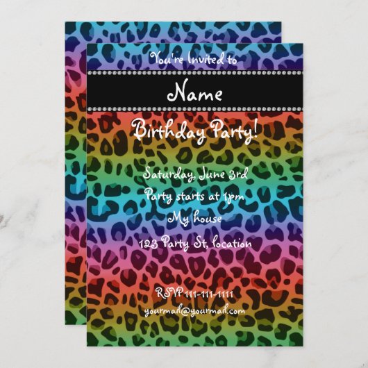 ニジパーソナライズされたョウの紋様 招待状 (正面/裏面)