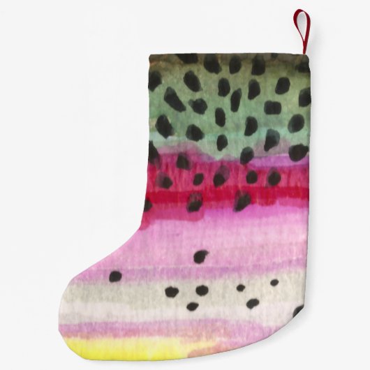 ニジマスが釣り人を捕まえる スモールクリスマスストッキング (裏面)