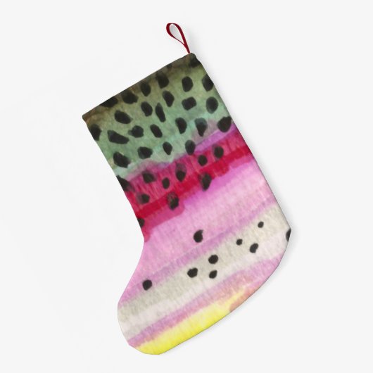 ニジマスが釣り人を捕まえる スモールクリスマスストッキング (裏面 (吊り時))