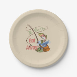 ニジマスの魚釣り-大きい1得られた遠くにの ペーパープレート