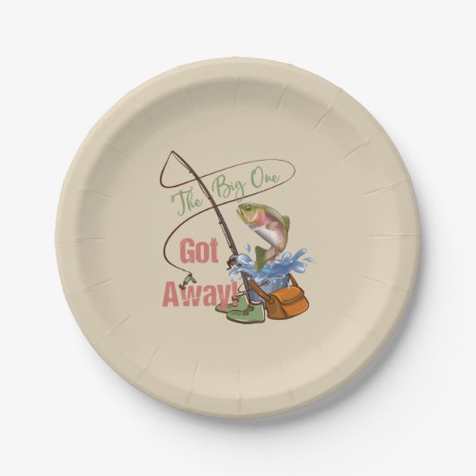 ニジマスの魚釣り-大きい1得られた遠くにの ペーパープレート (正面)