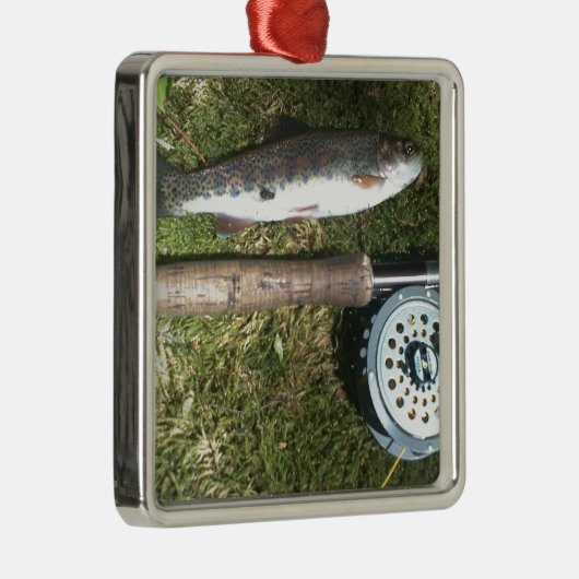 ニジマス及びフライフィッシングリール メタルオーナメント (右)